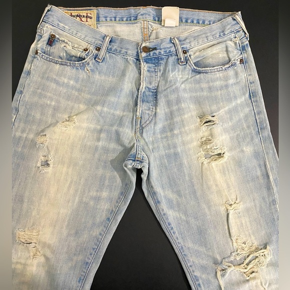 Vintage Abercrombie & Fitch Thrashed Jeans Indie Sleaze Skate Hip Hop Mud Wash - Picture 7 of 17